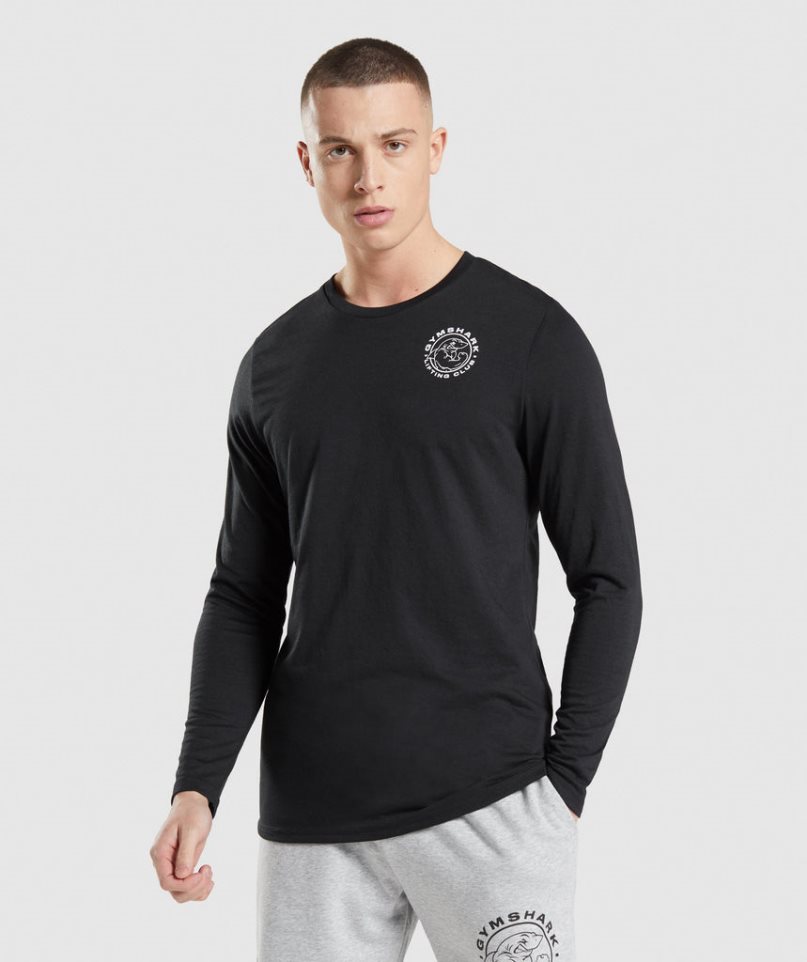 Men\'s Gymshark Legacy Long Sleeve T-Shirts Black | CA 7D516N